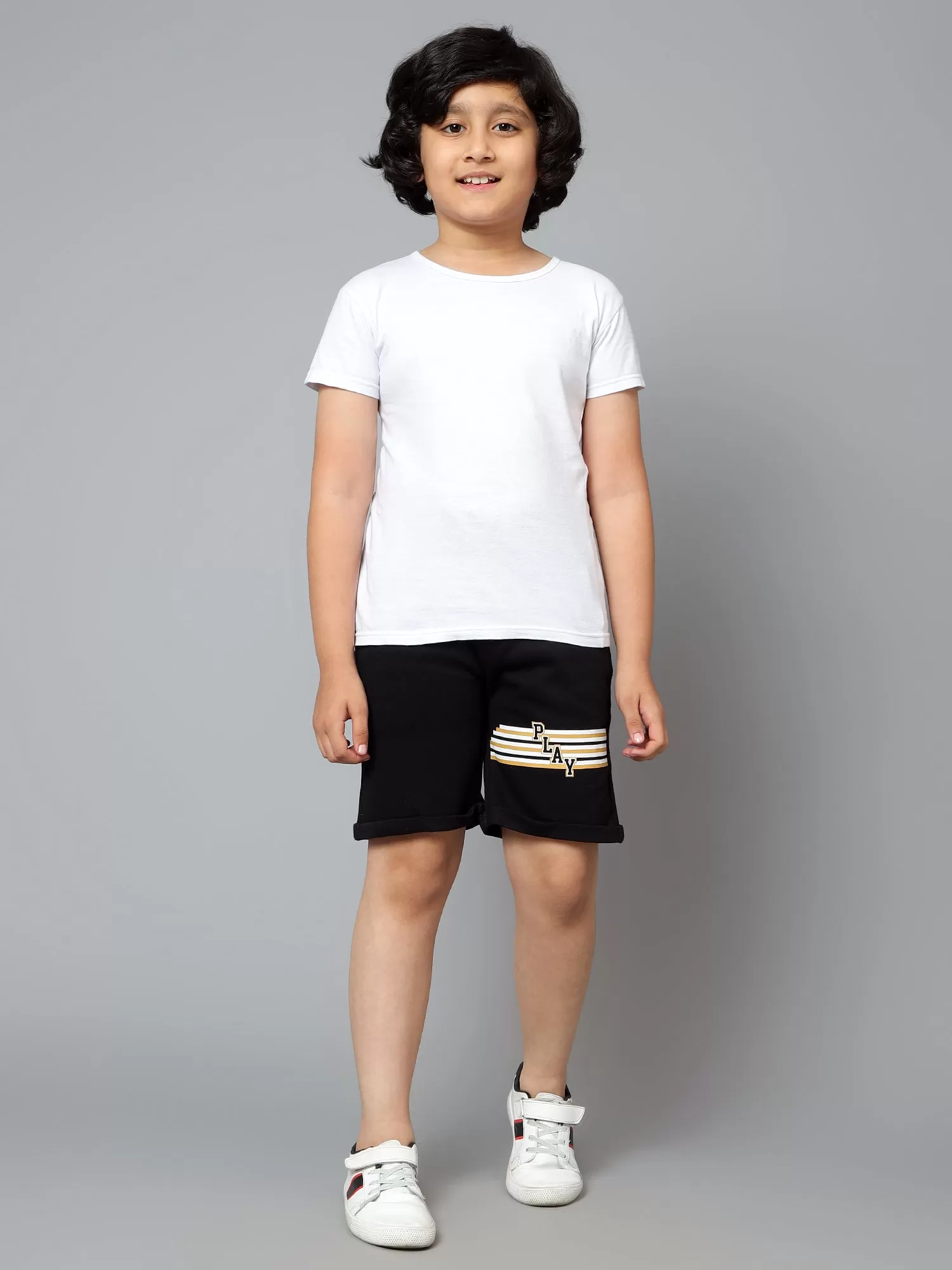 Cantabil Boy's Black Printed Bermuda Shorts