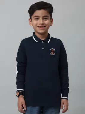 Cantabil Boys Navy Blue Solid Full Sleeves Casual Cotton T-Shirt