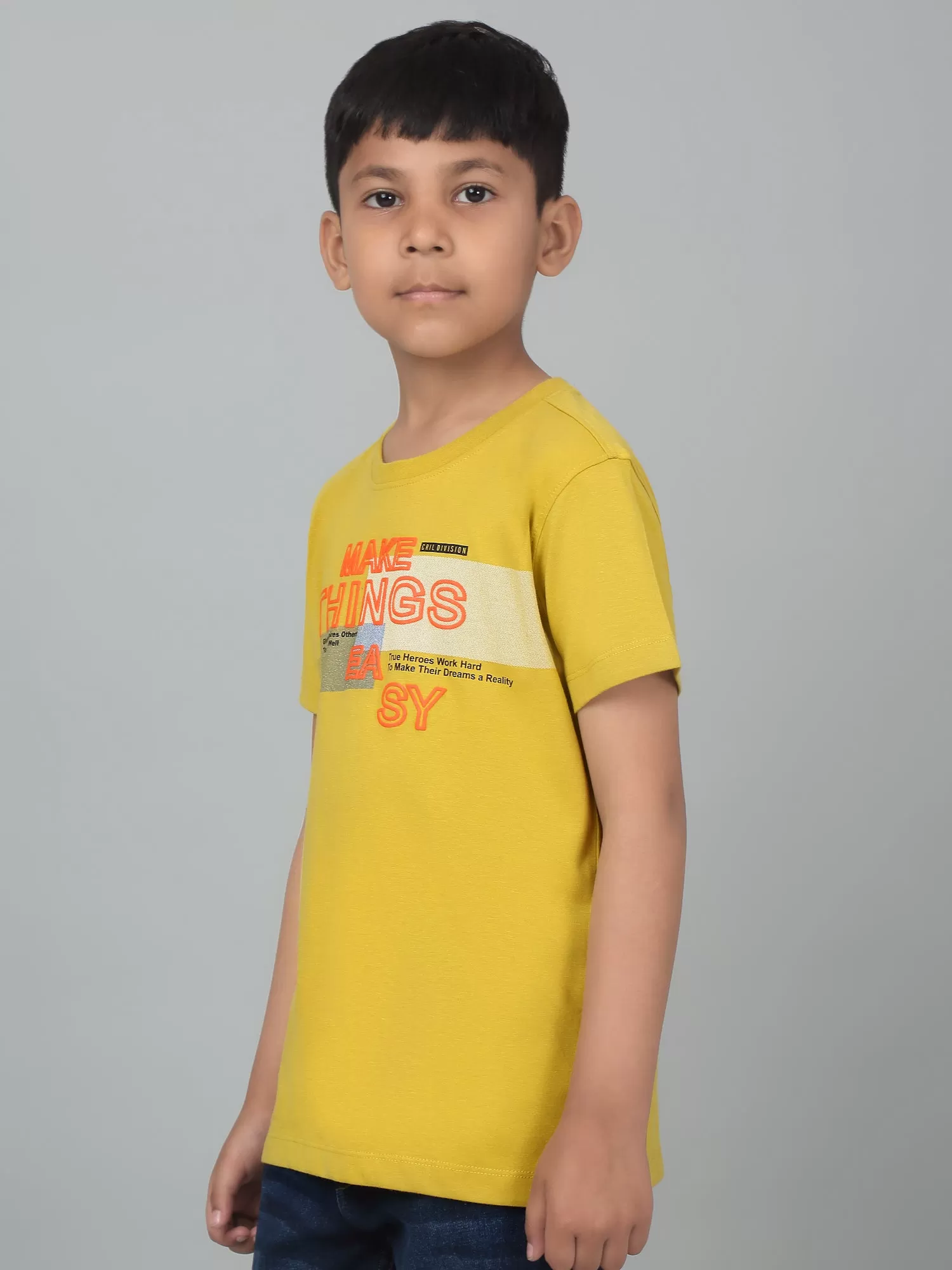 Cantabil Boy's Yellow Printed Half Sleeves T-Shirt