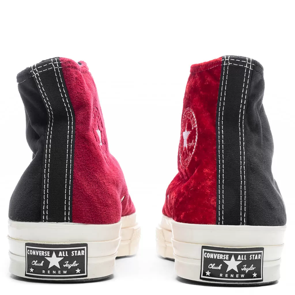 Chuck 70 Beyond Retro Velvet - Black/Red/Egret