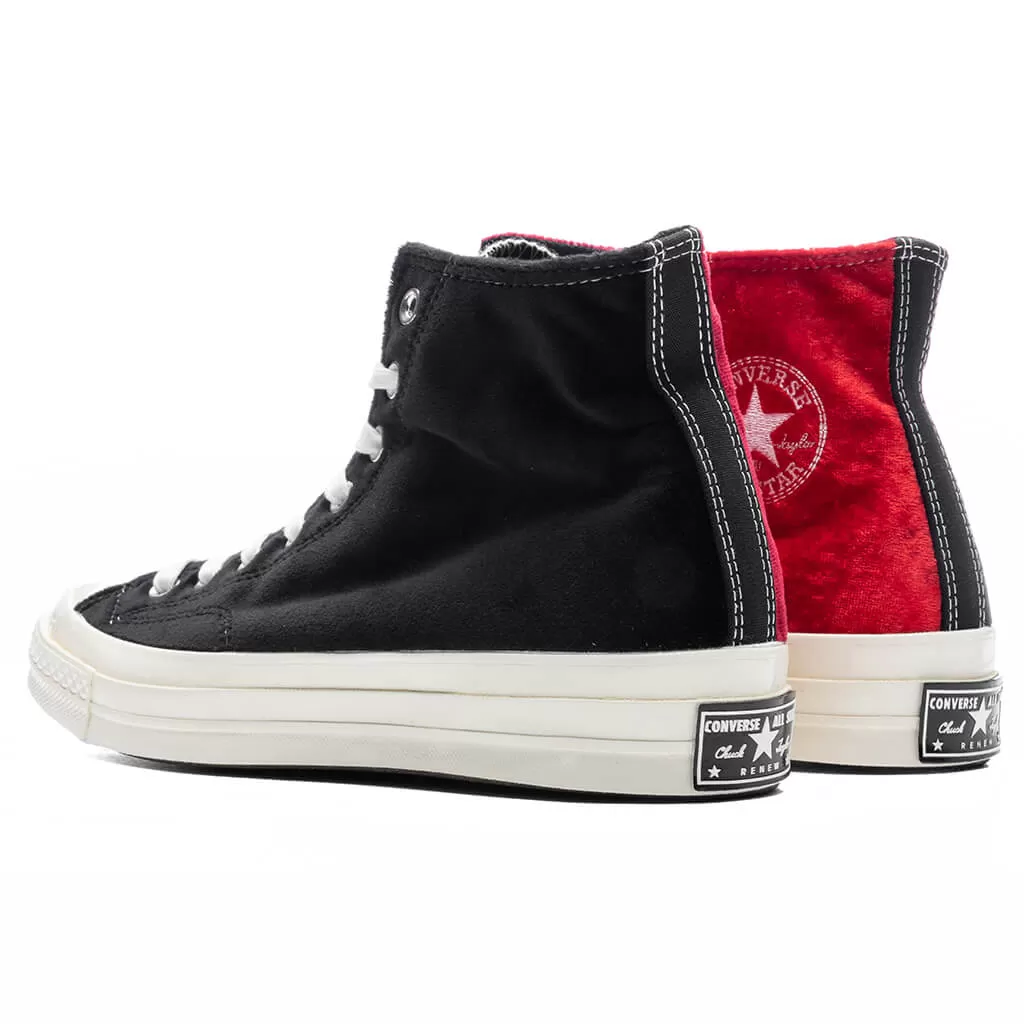 Chuck 70 Beyond Retro Velvet - Black/Red/Egret