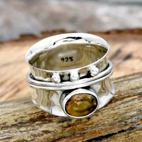 Citrine Spinner 925 Sterling Silver Ring, Handmade Jewelry, November Birthstone, For Her