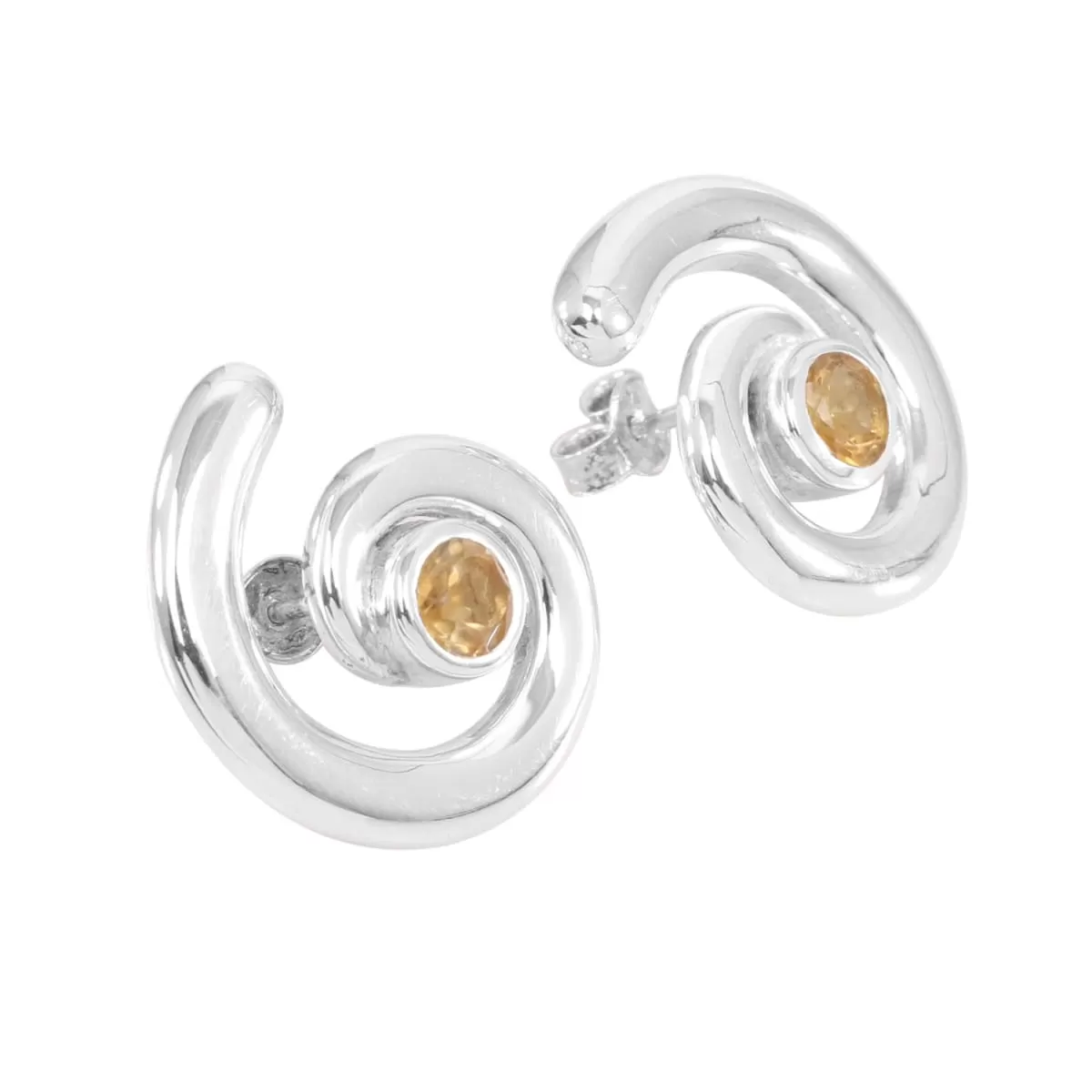 Citrine Stud Sterling Silver Earring Citrine Stud Earring Handmade Earring Silver Earring 18X21mm Earring Bezel Setting Earring For Women's