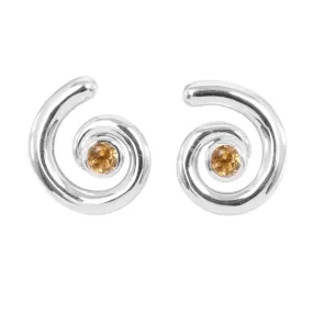 Citrine Stud Sterling Silver Earring Citrine Stud Earring Handmade Earring Silver Earring 18X21mm Earring Bezel Setting Earring For Women's