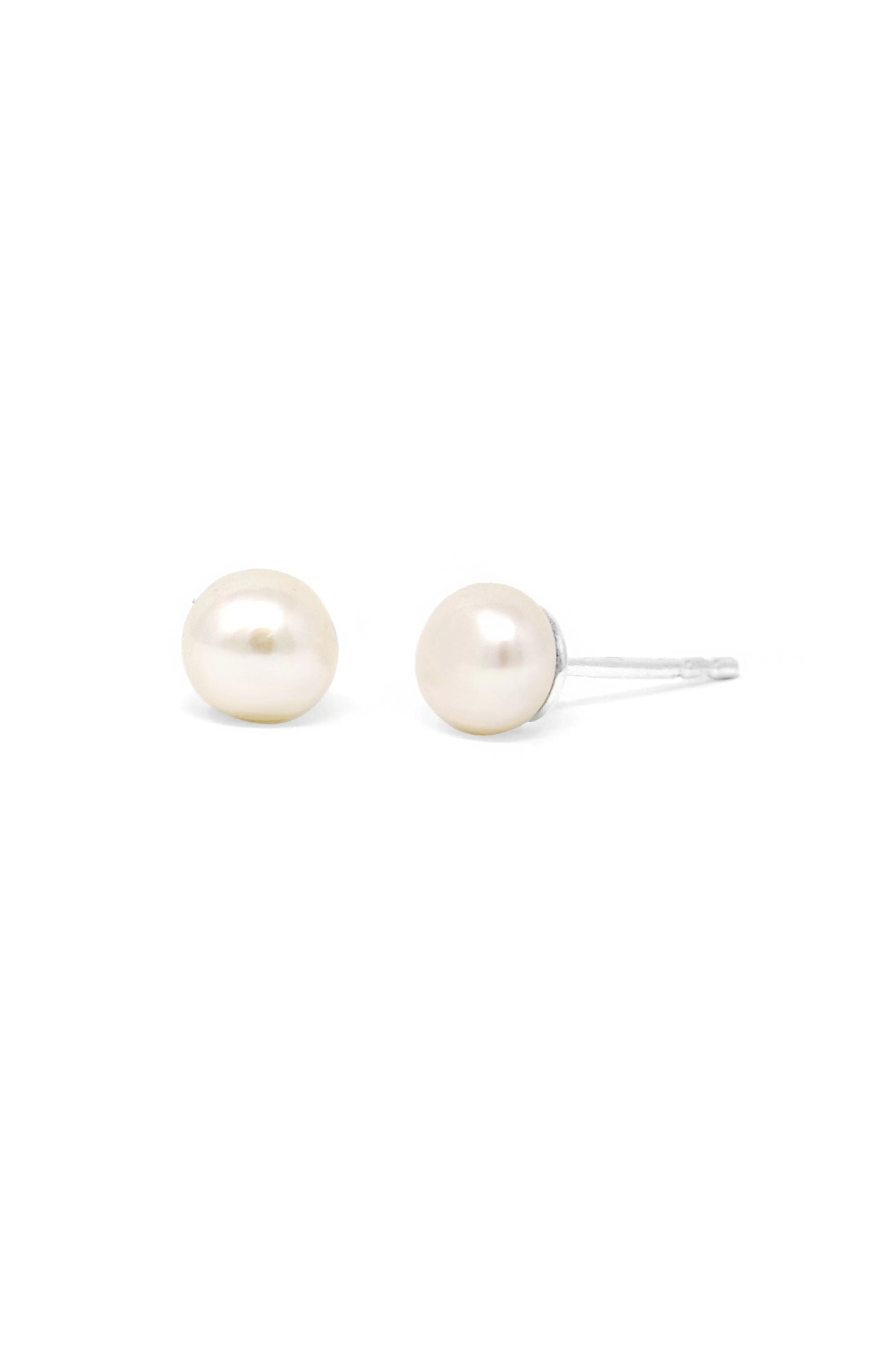 Classic Fresh Water Pearl Gold Plated Sterling Silver Stud Earrings