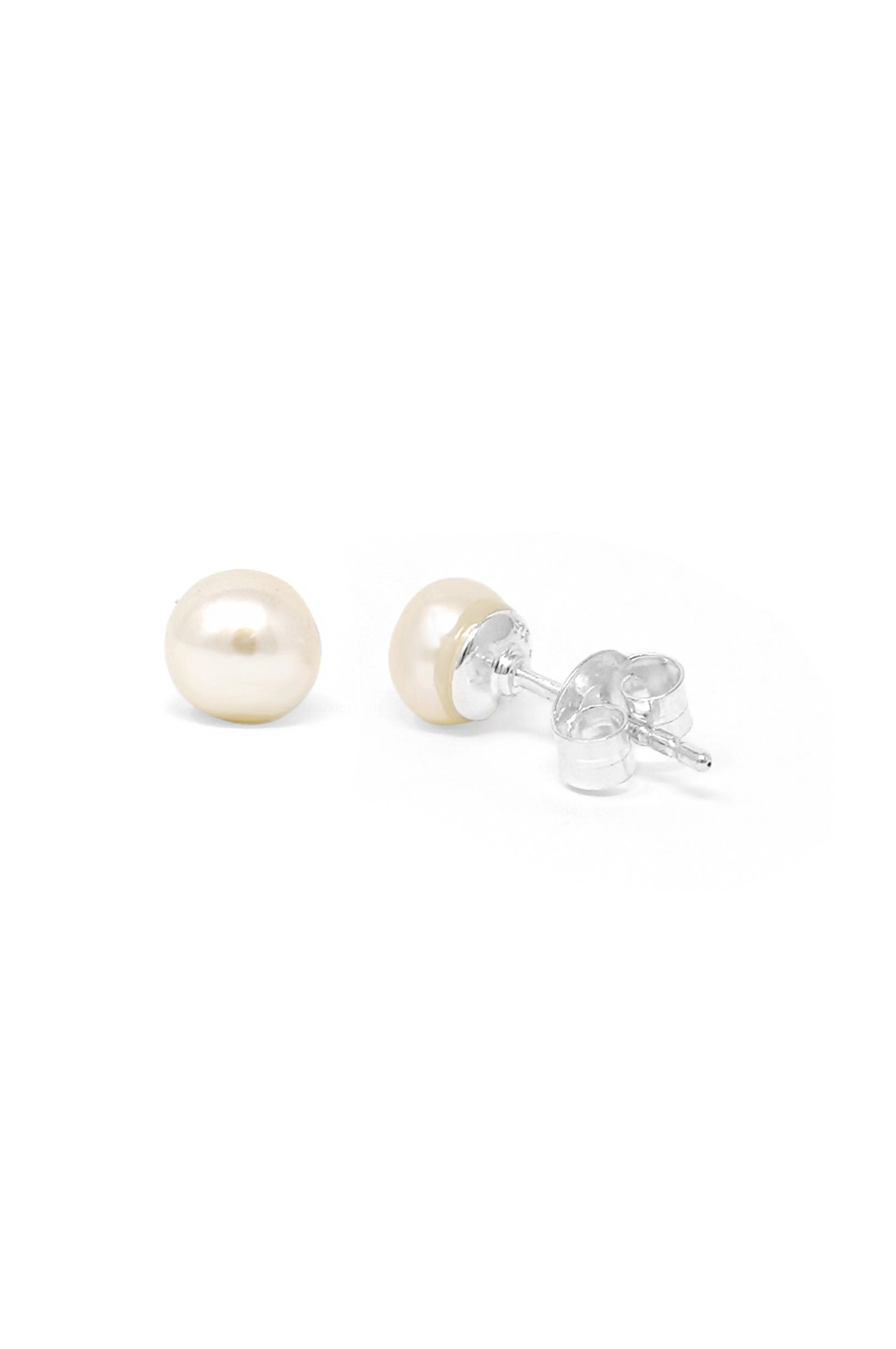 Classic Fresh Water Pearl Gold Plated Sterling Silver Stud Earrings