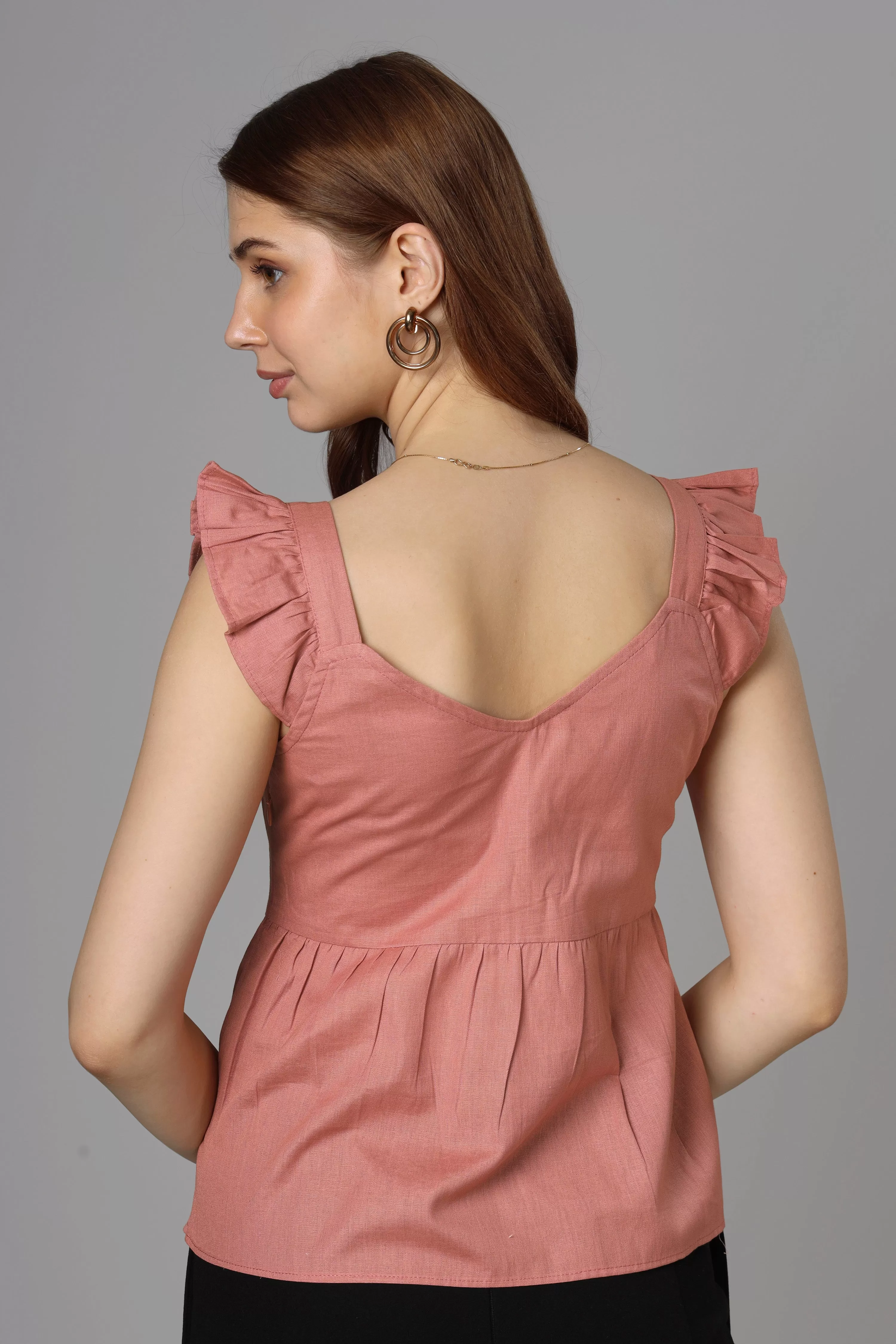 Classic Pink Cotton Top For Women