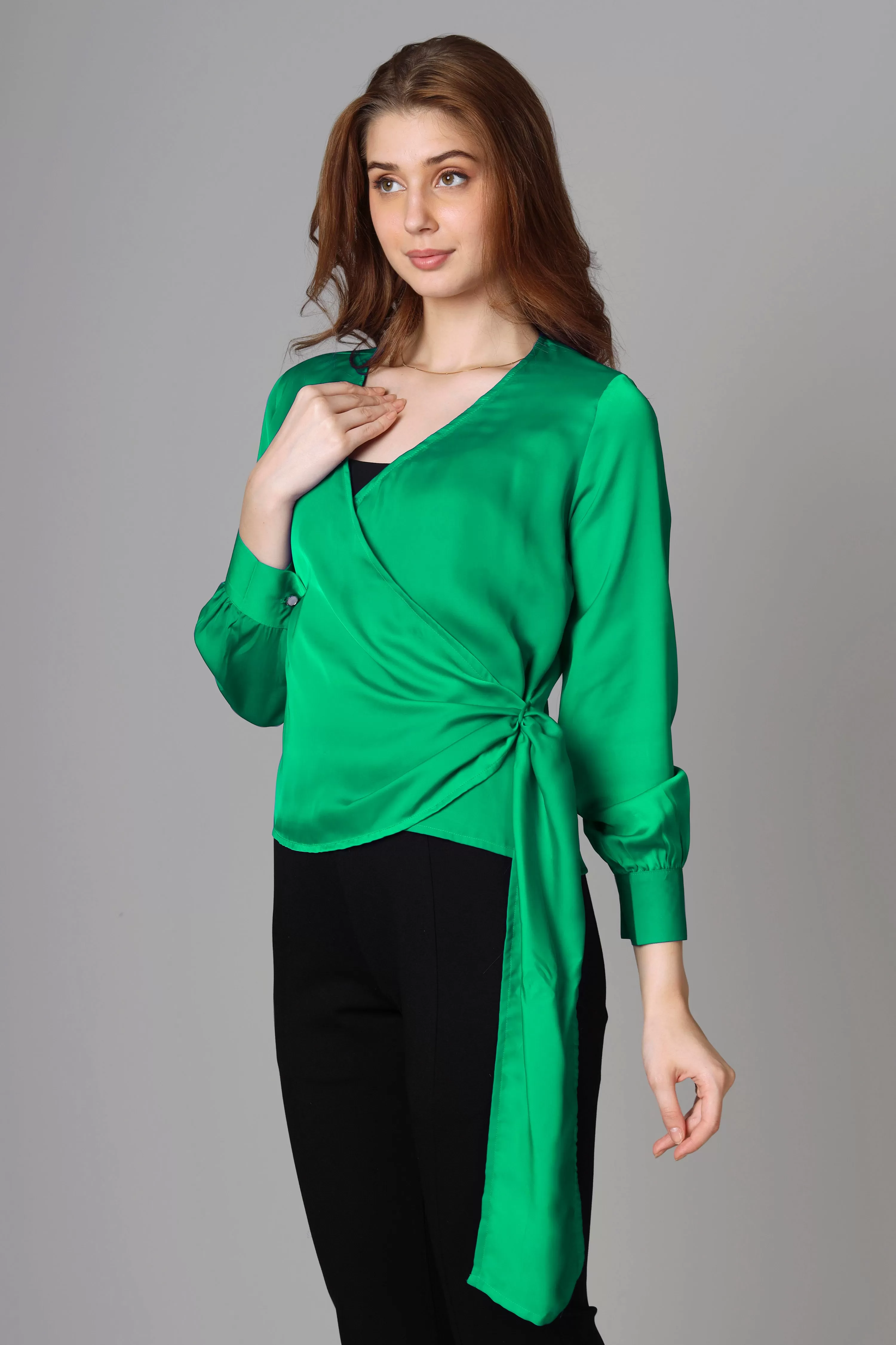 Classic Plain Green Top For Women