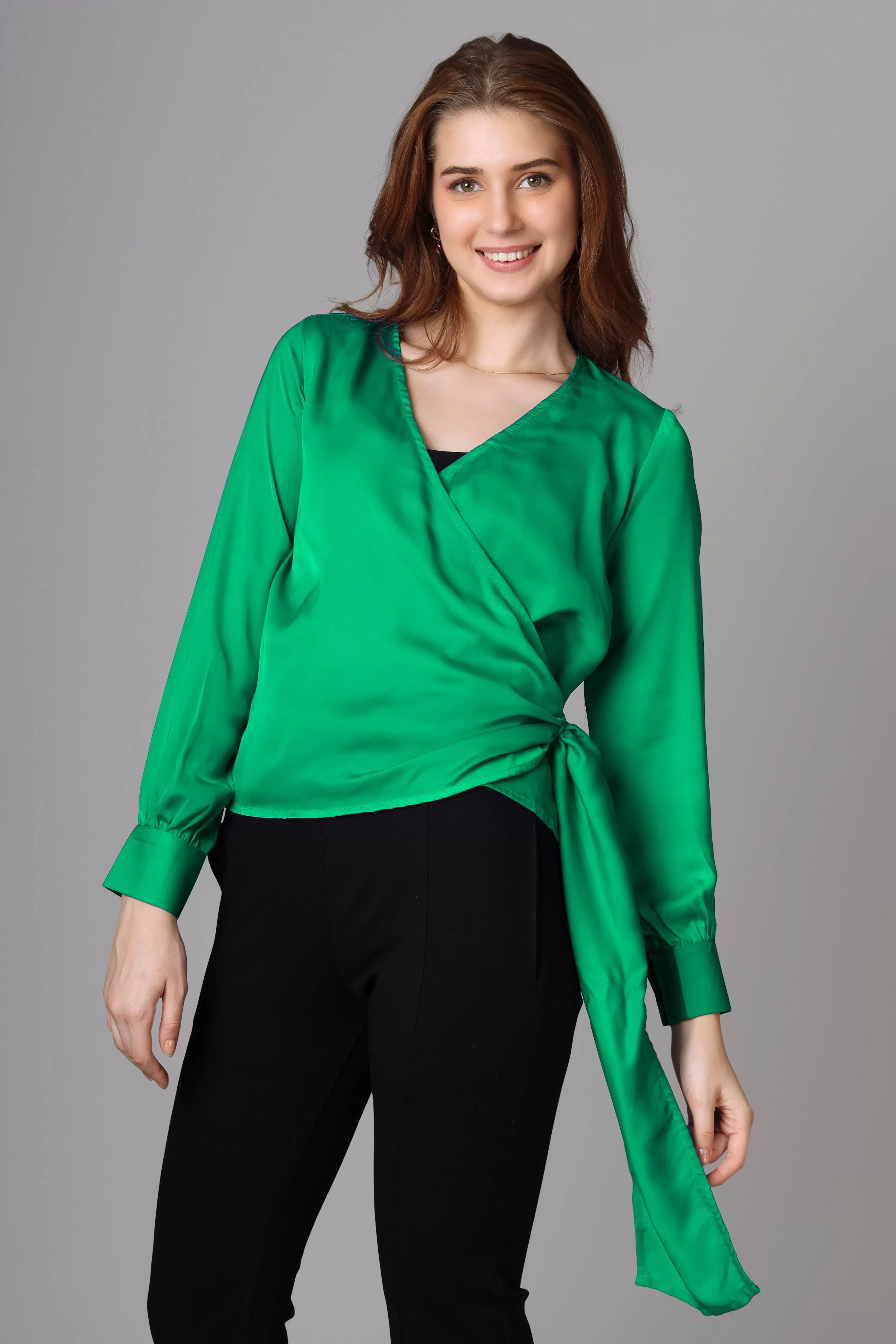 Classic Plain Green Top For Women