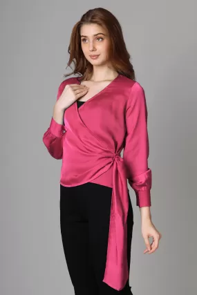 Classic Plain Hot Pink Top For Women