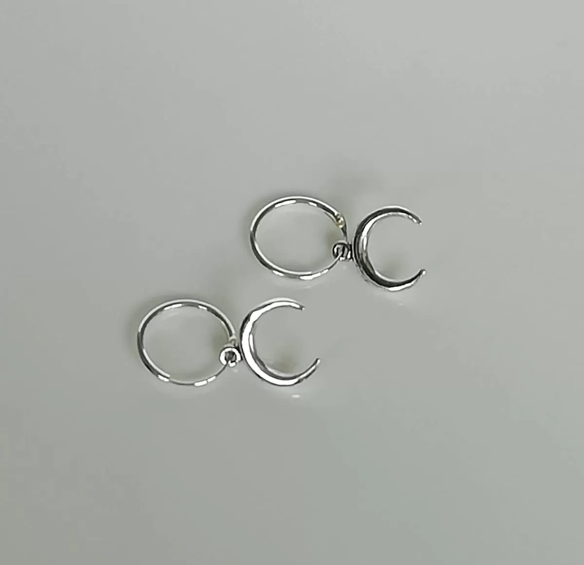 Crescent Moon Charm - Moon Charm Hoops - Wanderlust Hoops - Open Hoop Earrings - Silver Hoops - Talisman Charm - Celestial Charm