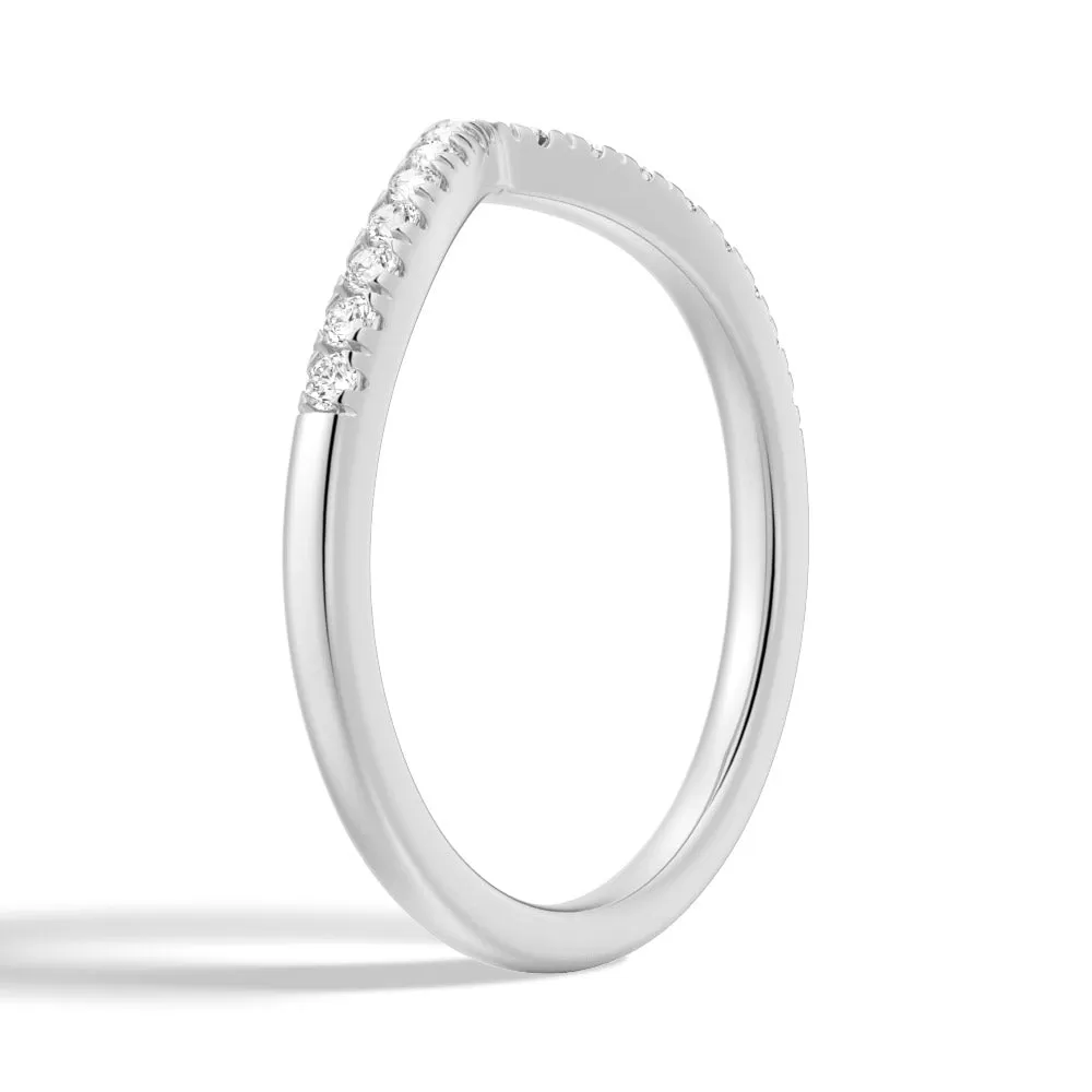 Curved V Moissanite Pave Wedding Band