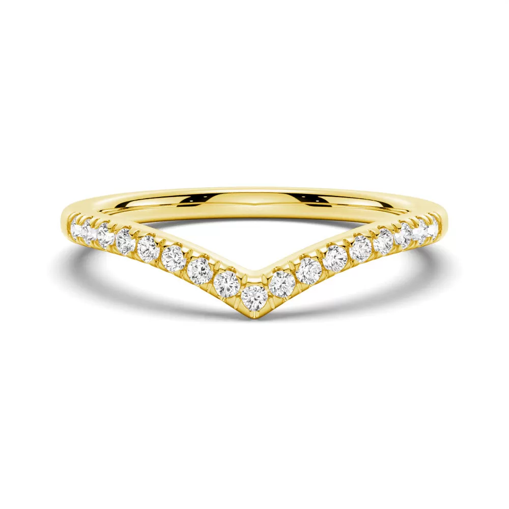 Curved V Moissanite Pave Wedding Band