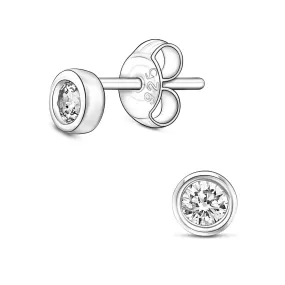 CZ Geometric Circle Stud Earrings Sterling Silver