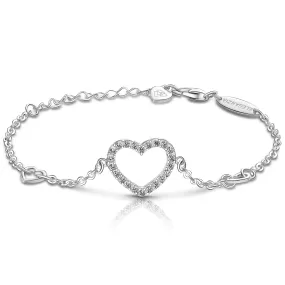 CZ Open Heart Bracelet Sterling Silver