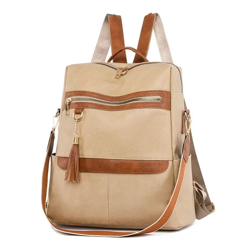 DB1242 Women's Cool Backpack - Fashion Soft Leather Shoulder Bag