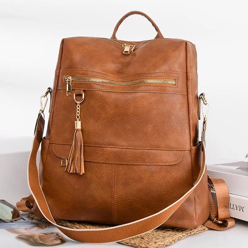 DB1242 Women's Cool Backpack - Fashion Soft Leather Shoulder Bag