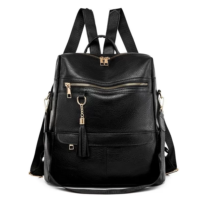 DB1242 Women's Cool Backpack - Fashion Soft Leather Shoulder Bag