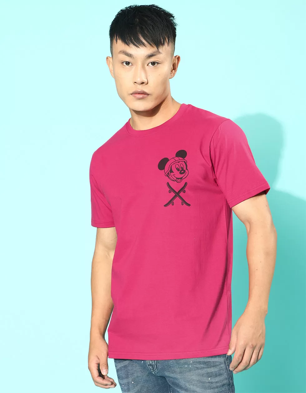 Disney Viva Magenta Regular Fit Back Graphic Printed Tshirt