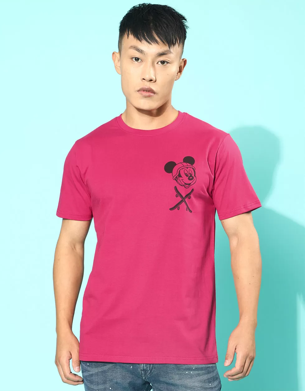 Disney Viva Magenta Regular Fit Back Graphic Printed Tshirt