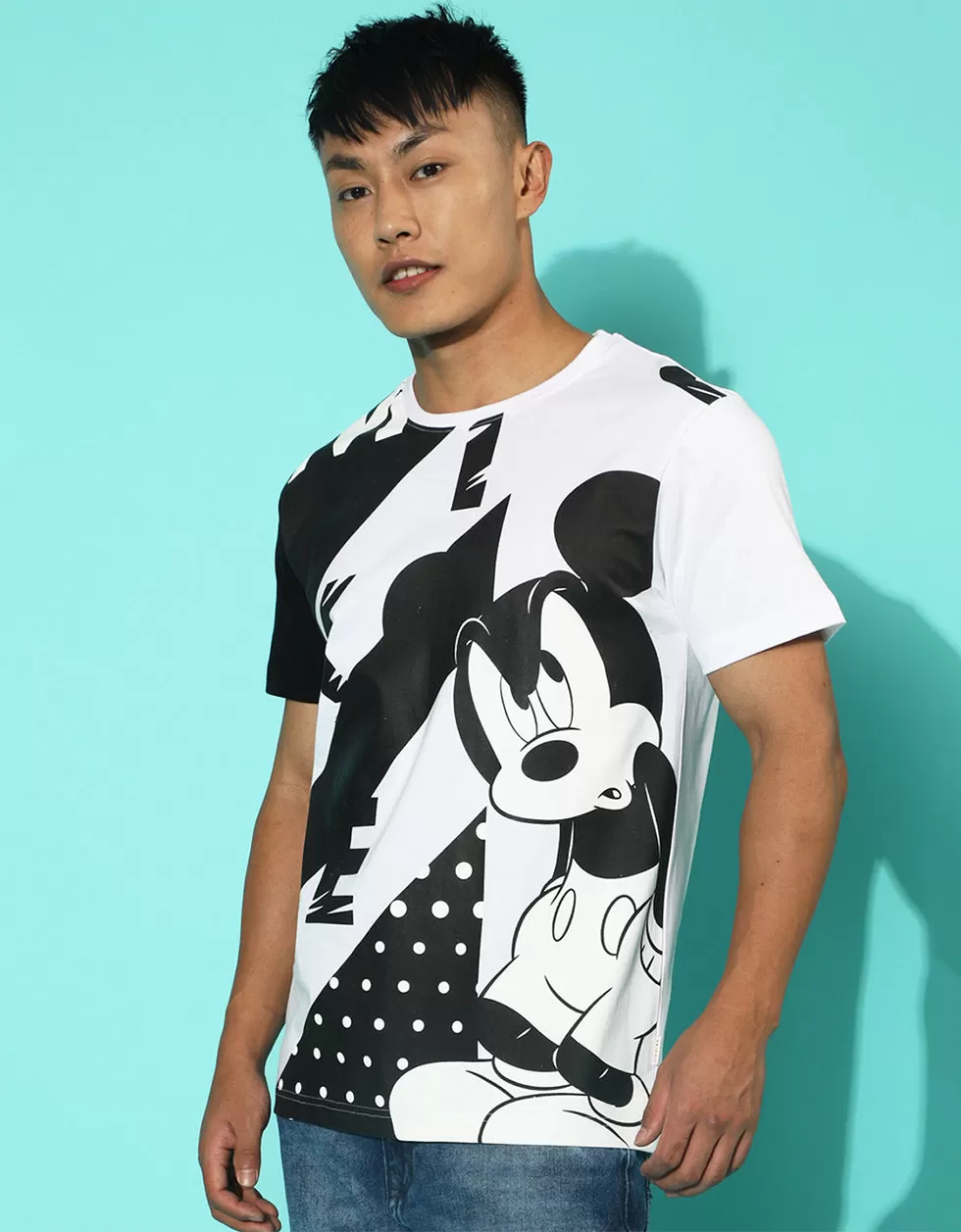 Disney White Regular Fit Front Graphic Printed Tshirt