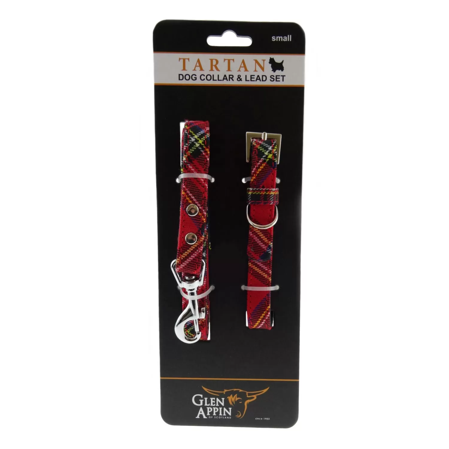 Dog Collar & Lead Set Tartan Style