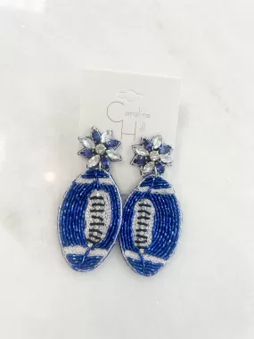 Embellished Football Earring// Blue