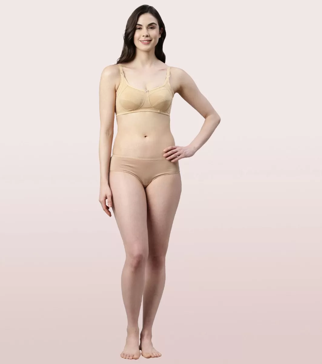 Enamor Eco-Melange MT02 Sectioned Lift and Support Cotton Nursing Bra for Women- High Coverage, Non Padded and Wirefree - Skin