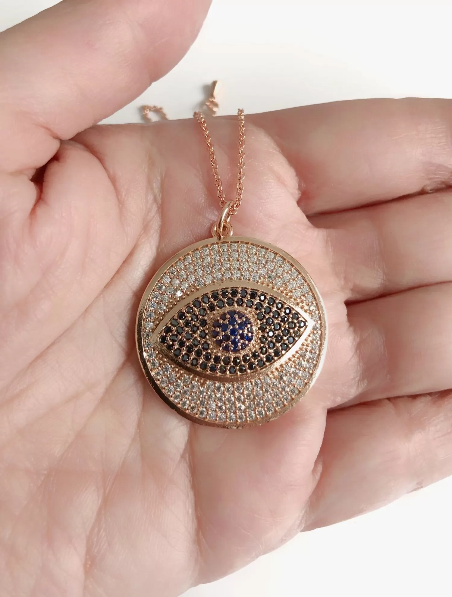 Evil Eye Rose Gold Necklace