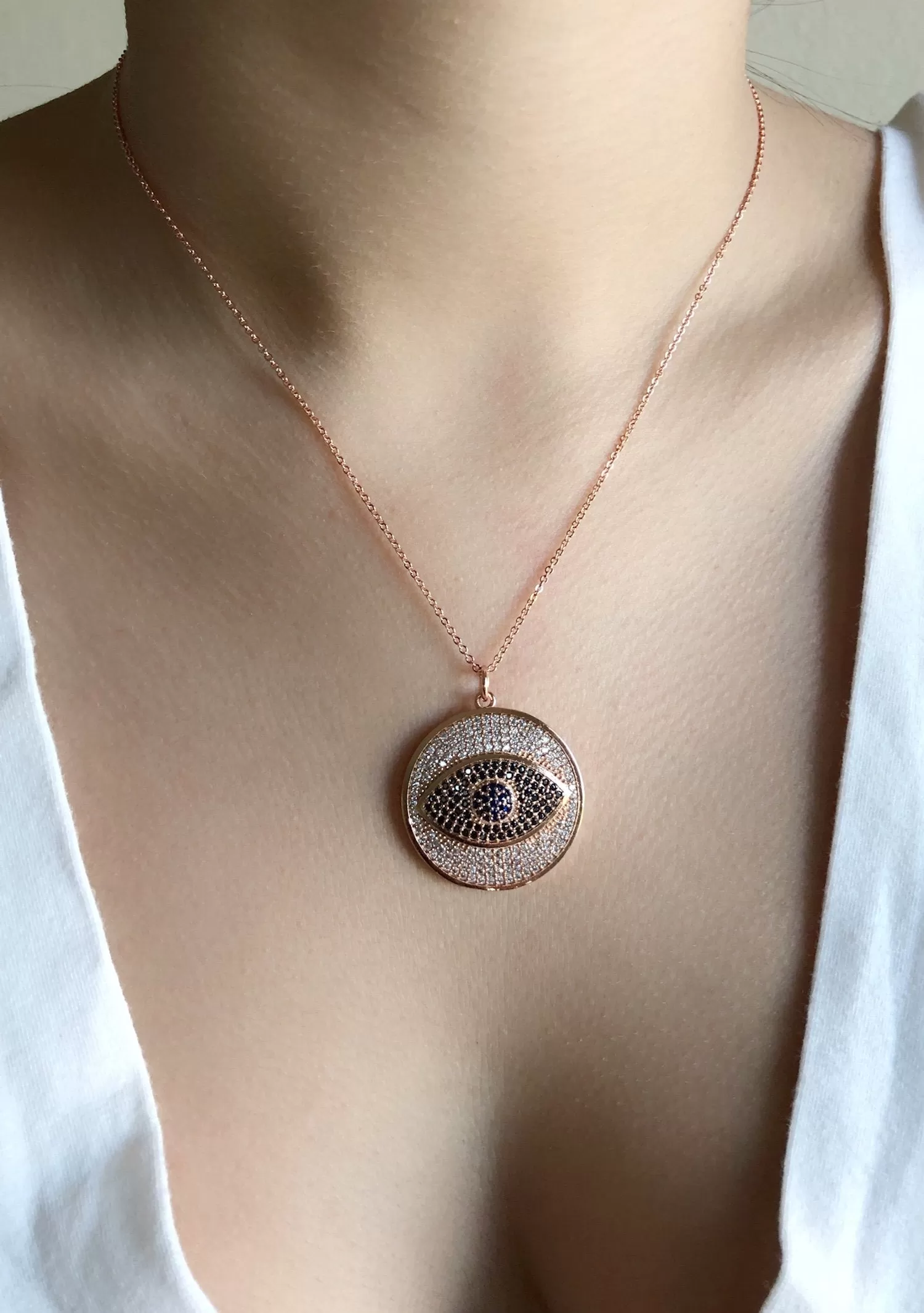 Evil Eye Rose Gold Necklace