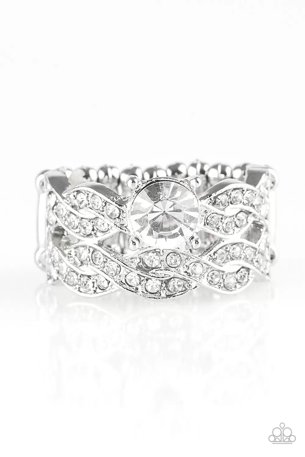 Fairytale Fabulous White Rhinestone Ring - Paparazzi Accessories