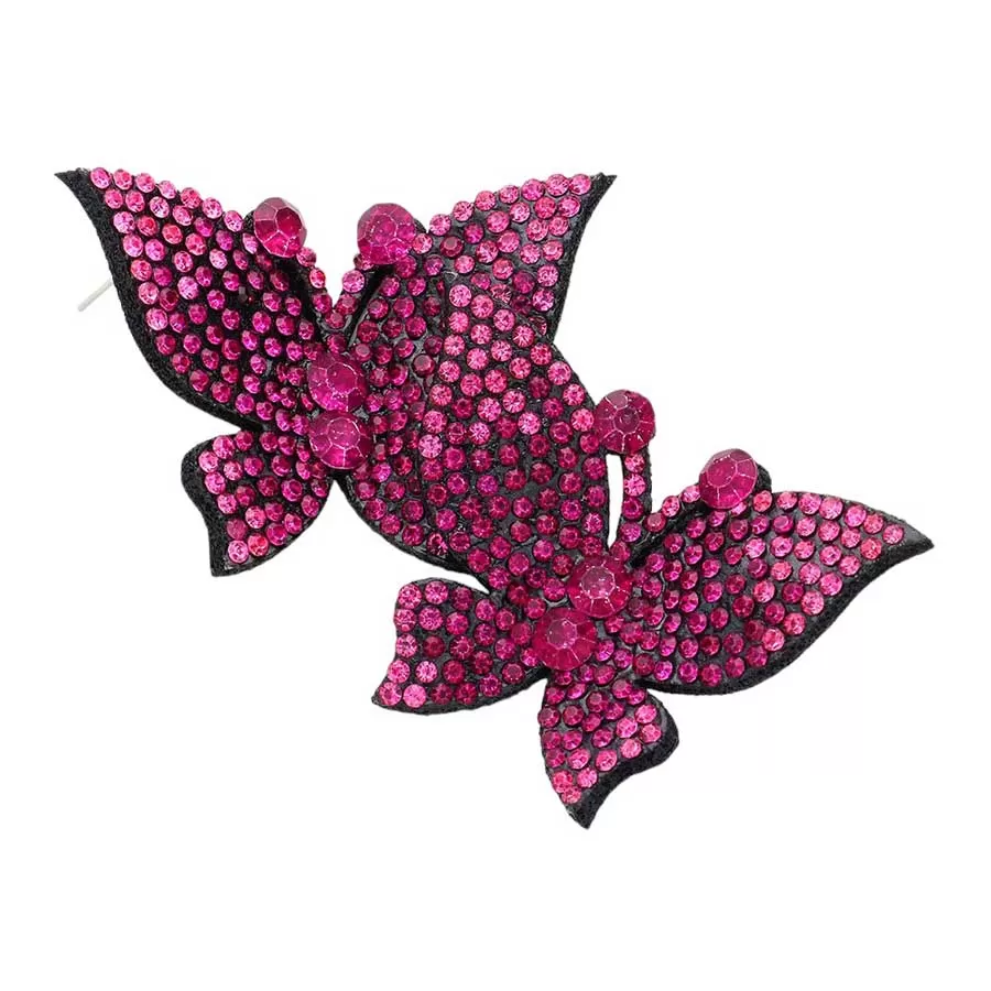 Felt Back Bling Studded Butterfly Earrings