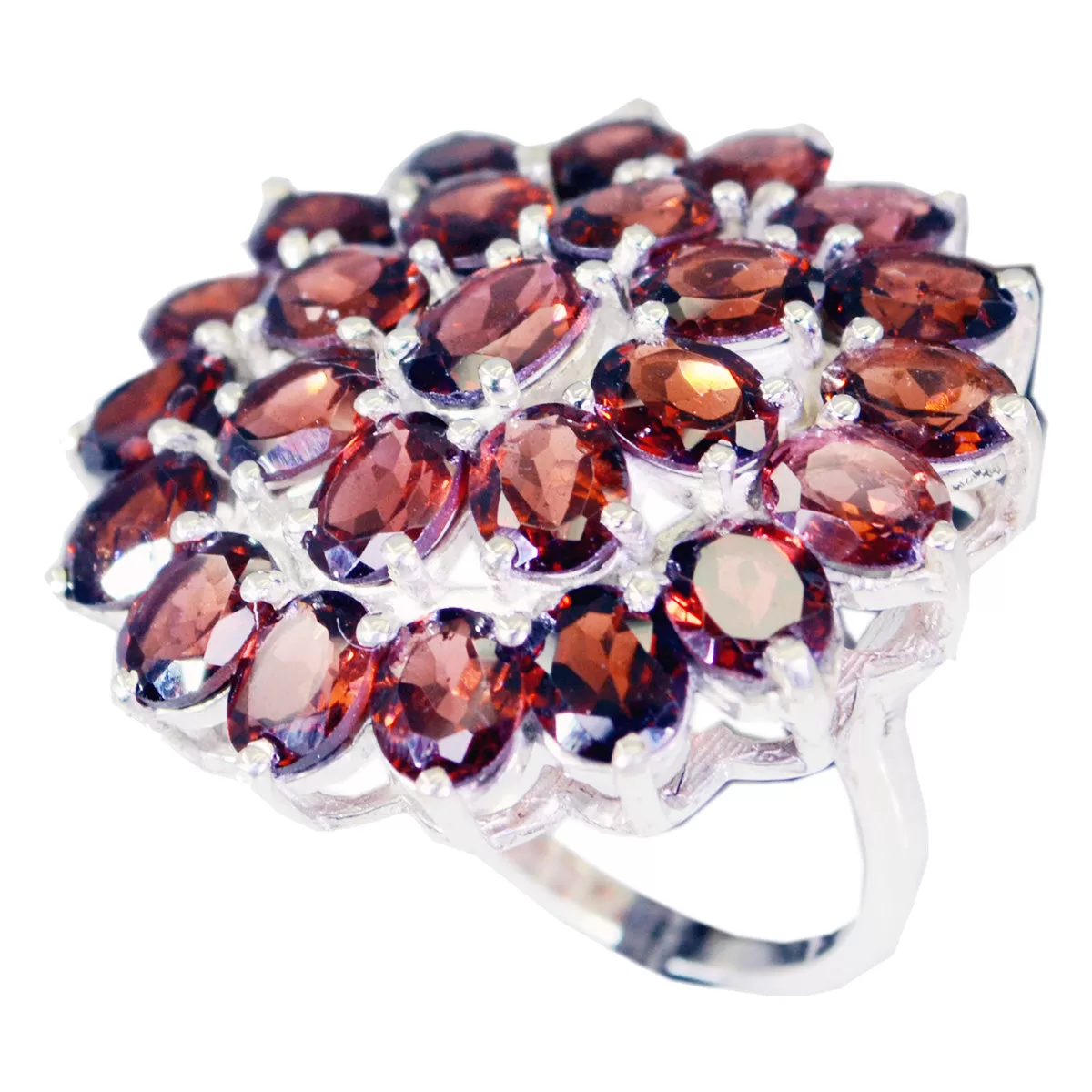 Fine-Looking Stone Garnet Sterling Silver Ring Clean Silver Jewelry