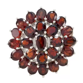 Fine-Looking Stone Garnet Sterling Silver Ring Clean Silver Jewelry