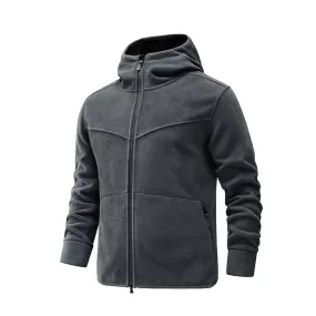 FLEECE ZIPPER POCKET HOODED JACKET