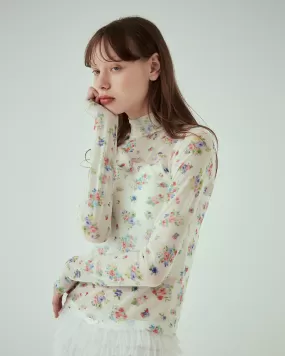 Floral patterns see-through tops