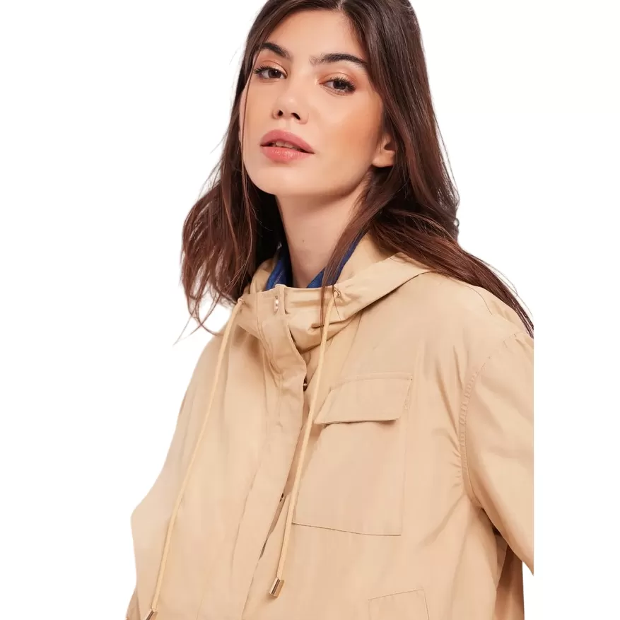 Gaudì Women's safari jacket with hood in nylon 411BD35008 hazelnut