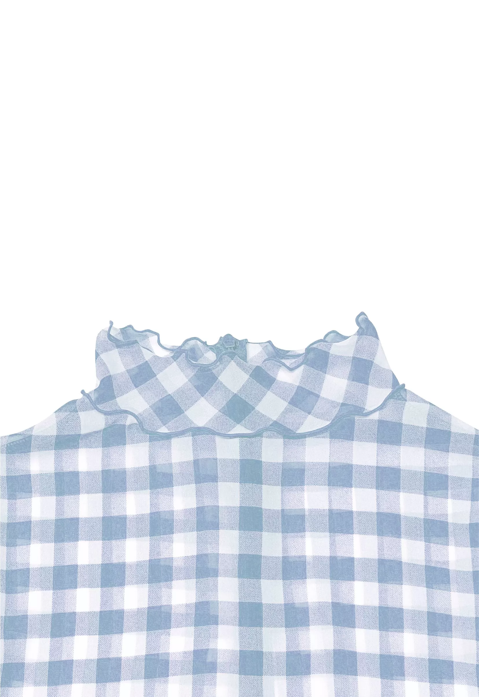 Gingham check see-through tops (Blue)