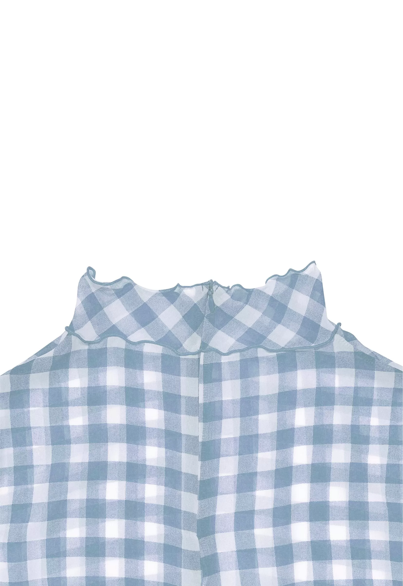 Gingham check see-through tops (Blue)