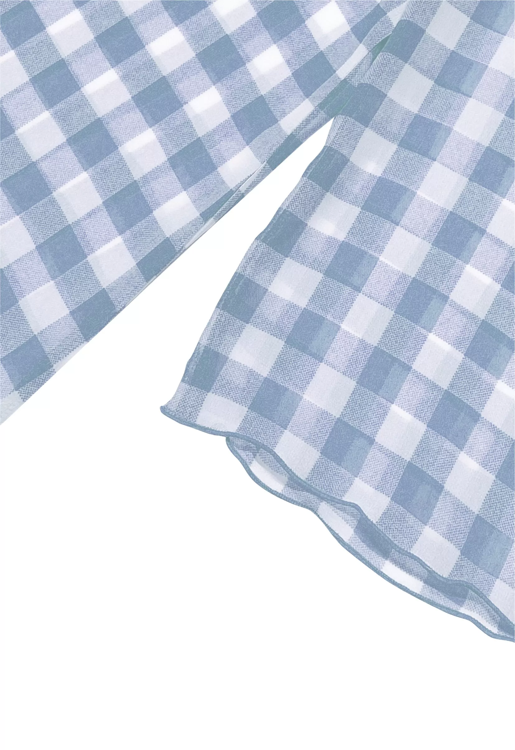 Gingham check see-through tops (Blue)