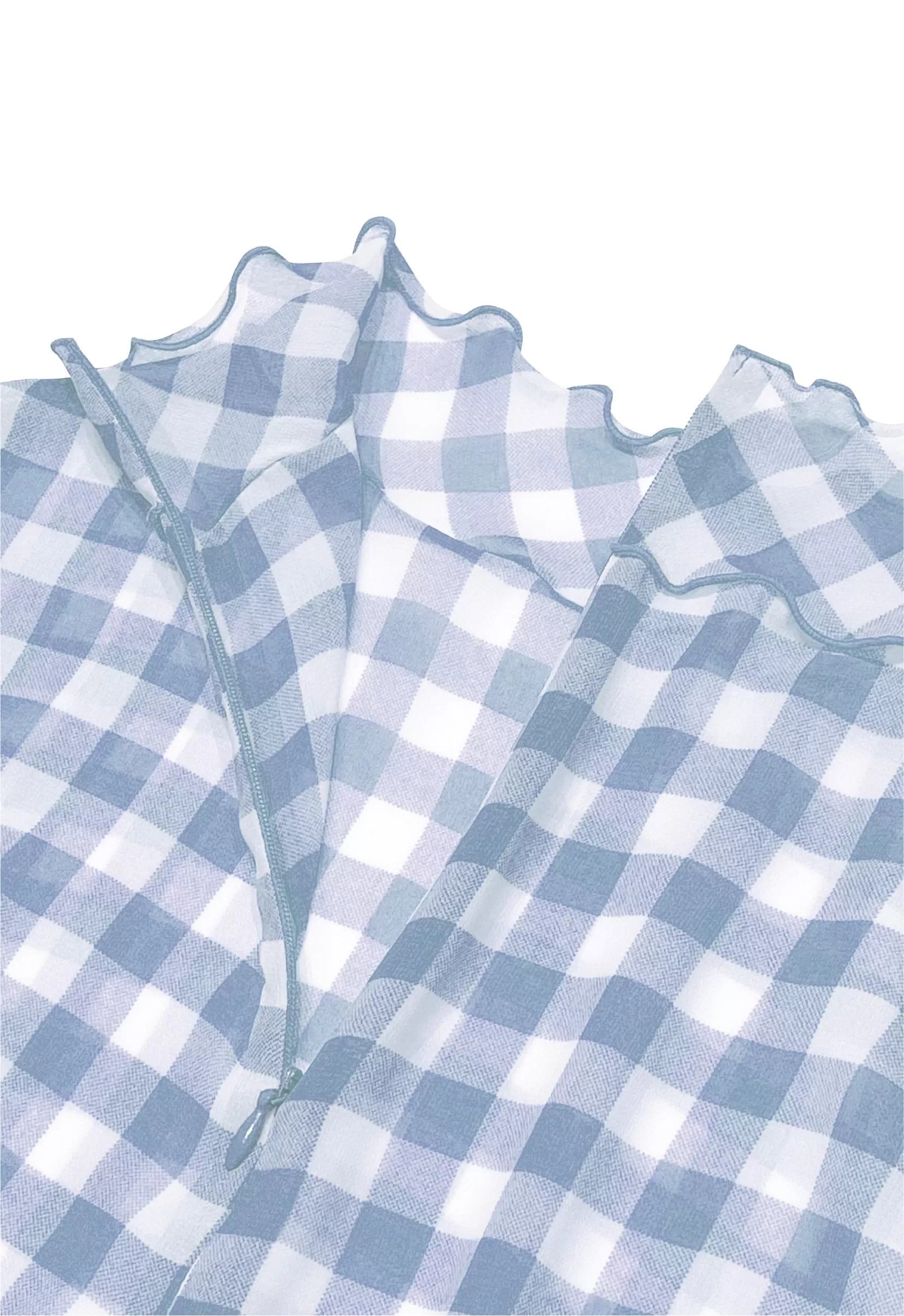 Gingham check see-through tops (Blue)