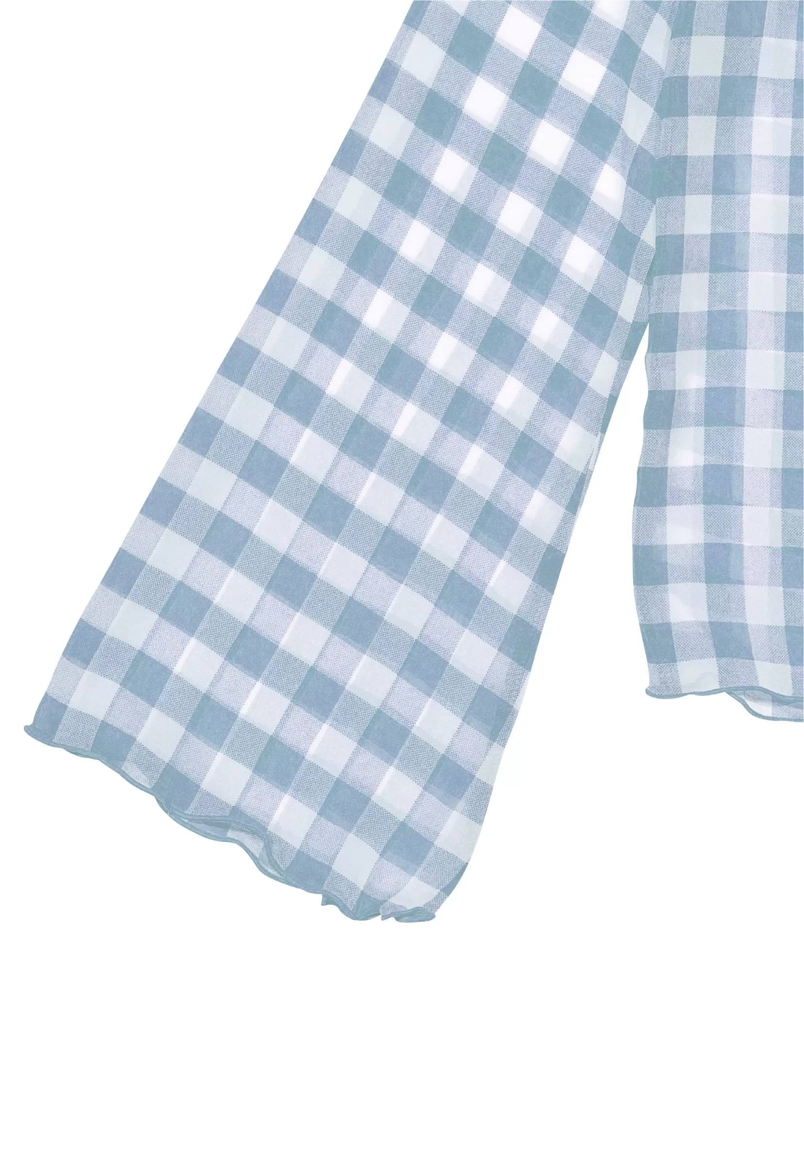 Gingham check see-through tops (Blue)