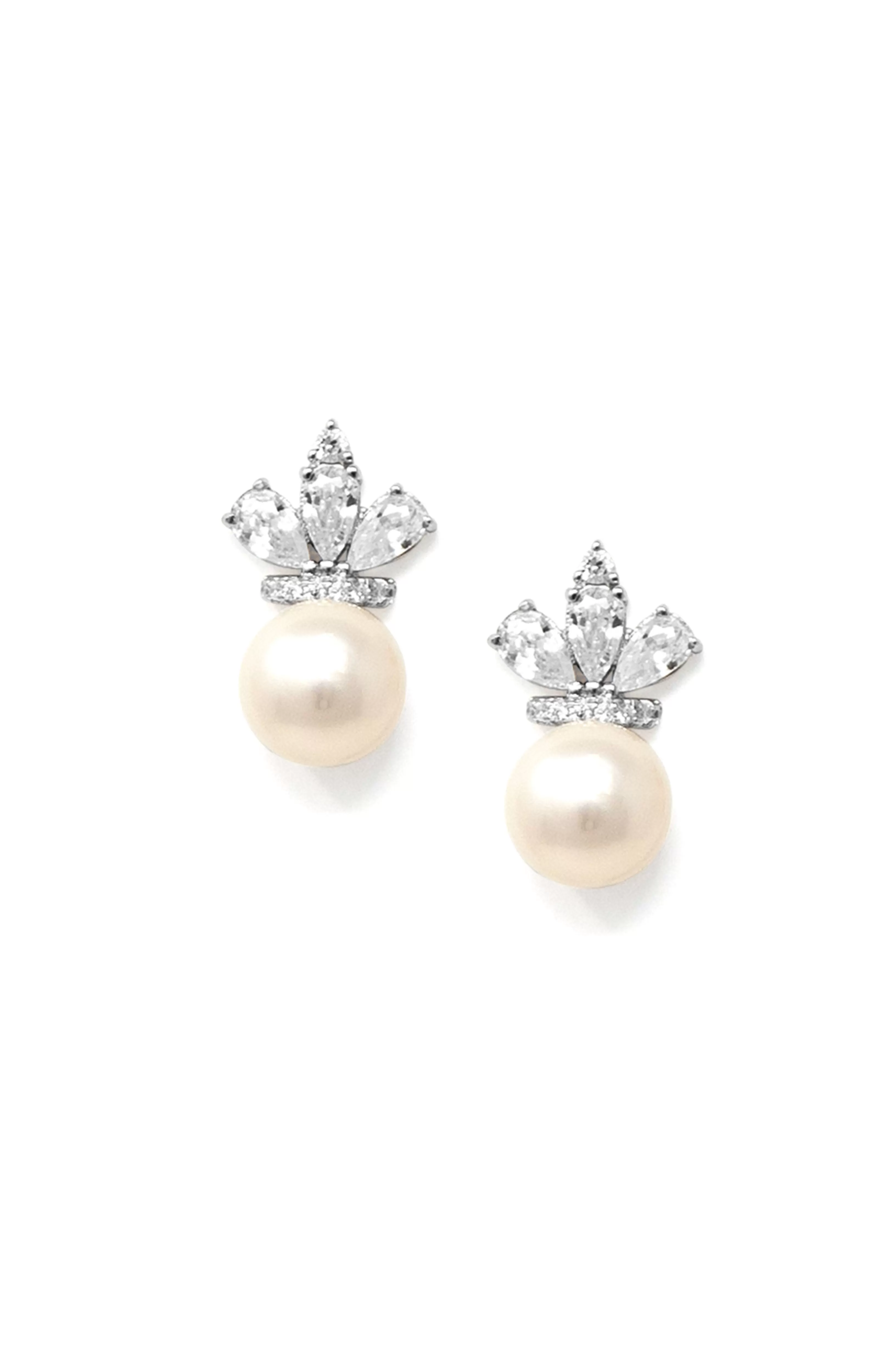 Glinting Pearl Sterling Silver Stud Earrings