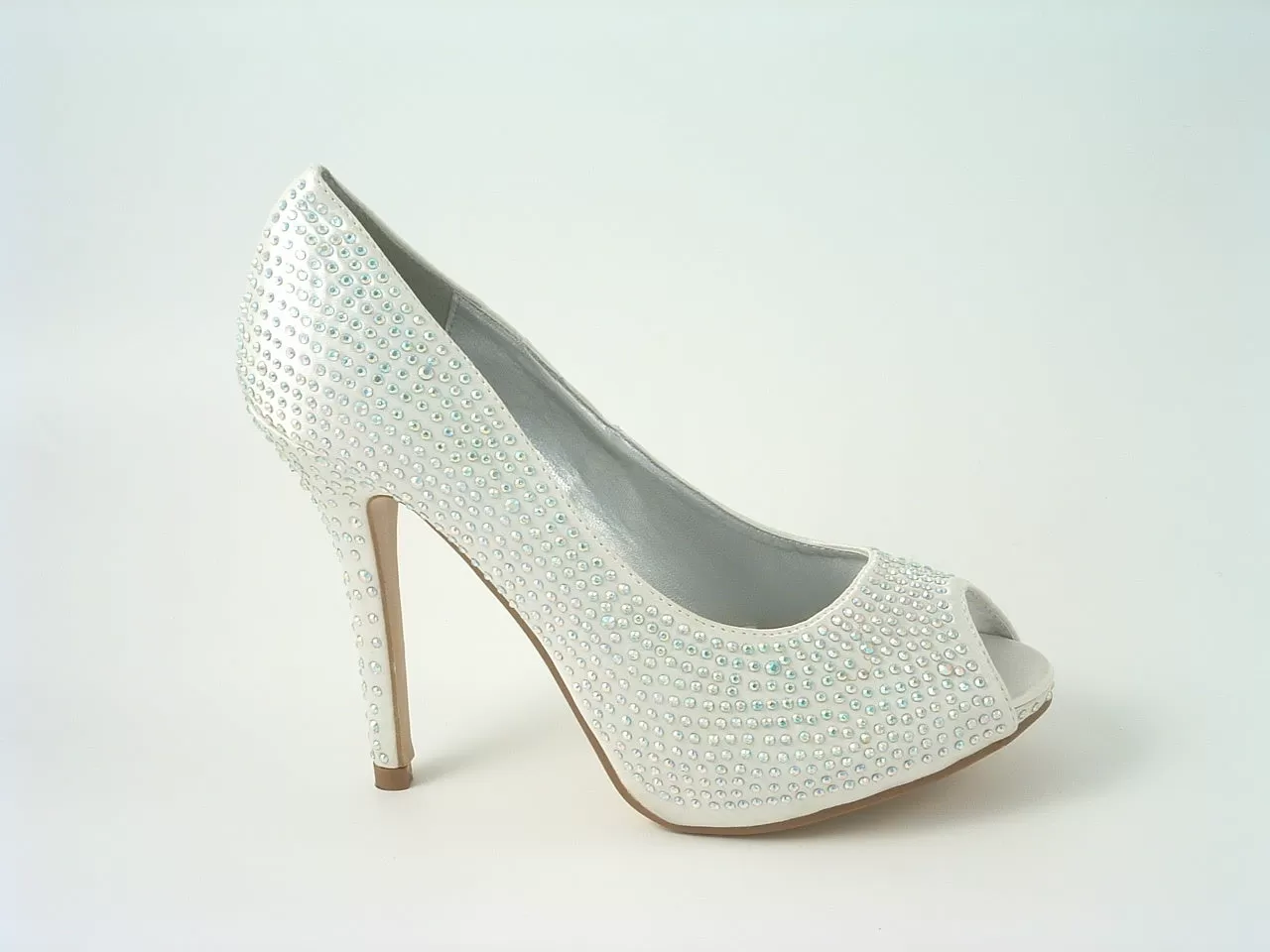 Glitz Shoes Diamante Peep Toe Court Shoe