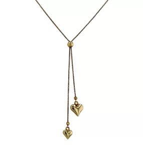 Gold 10k adjustable necklace two heart