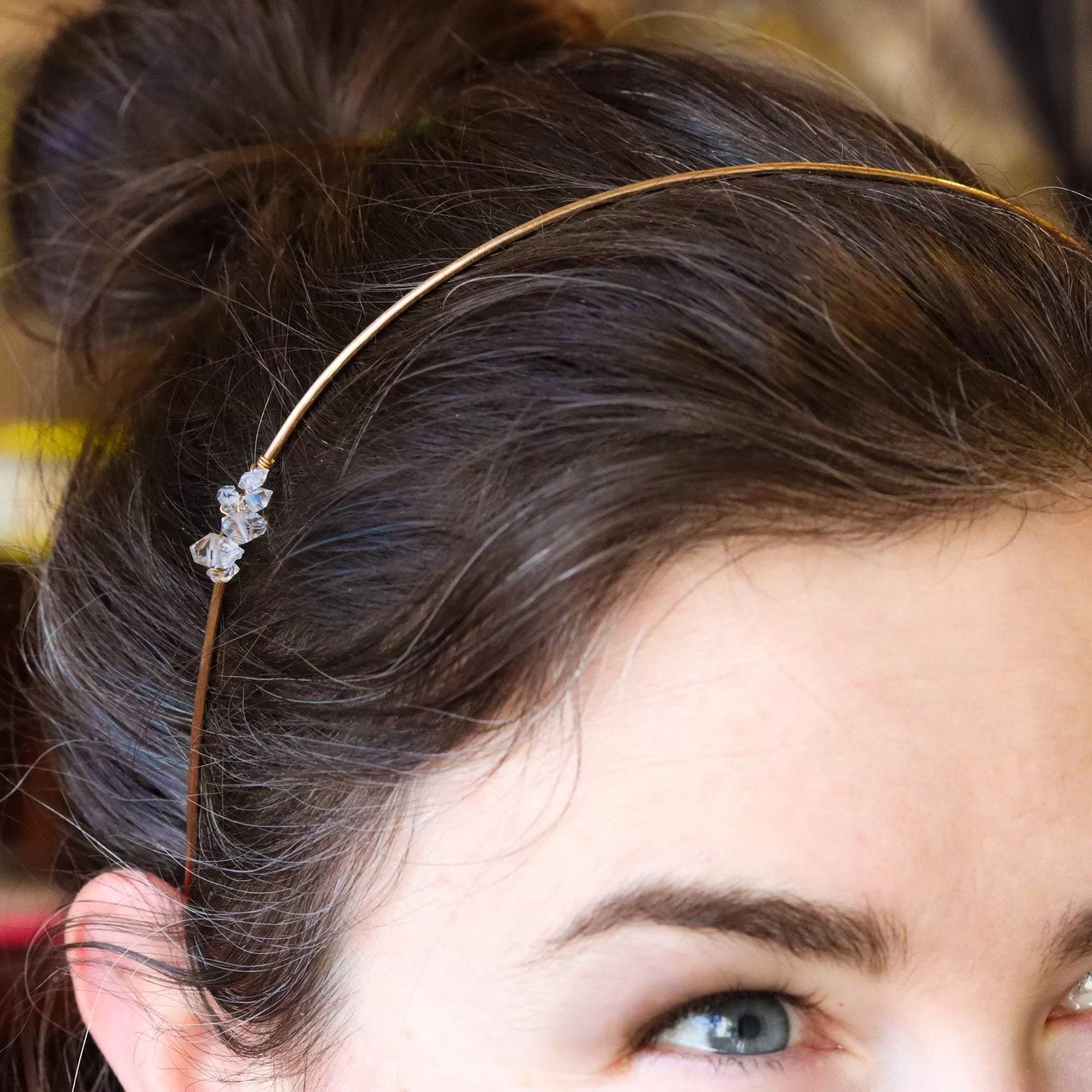 Gold Headband with Herkimer Diamonds