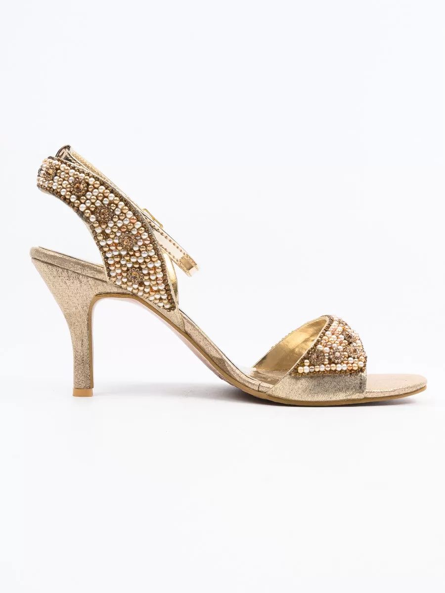 Golden Heel Sandal For Women