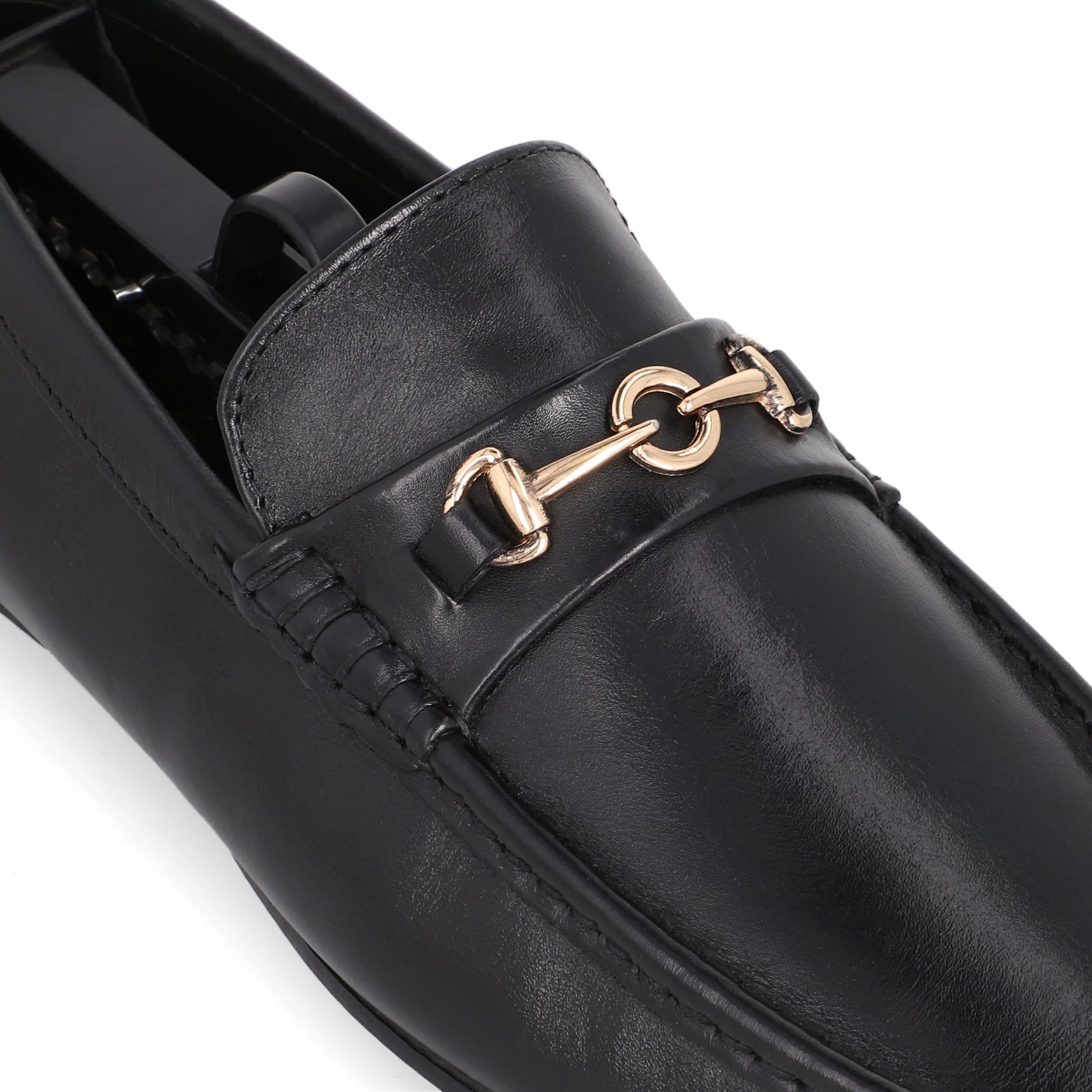 Golden Ring Buckled Moccasins-Black