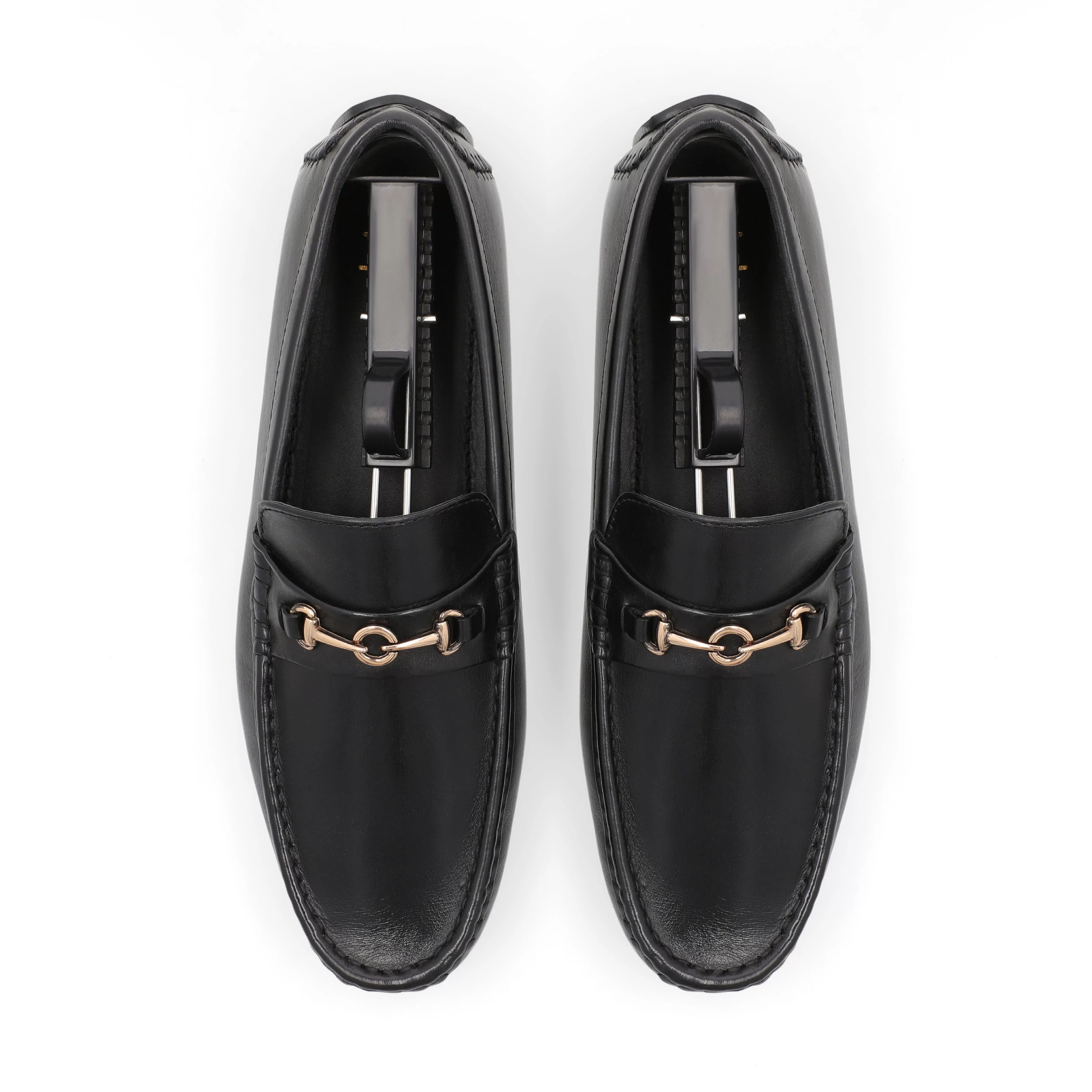 Golden Ring Buckled Moccasins-Black