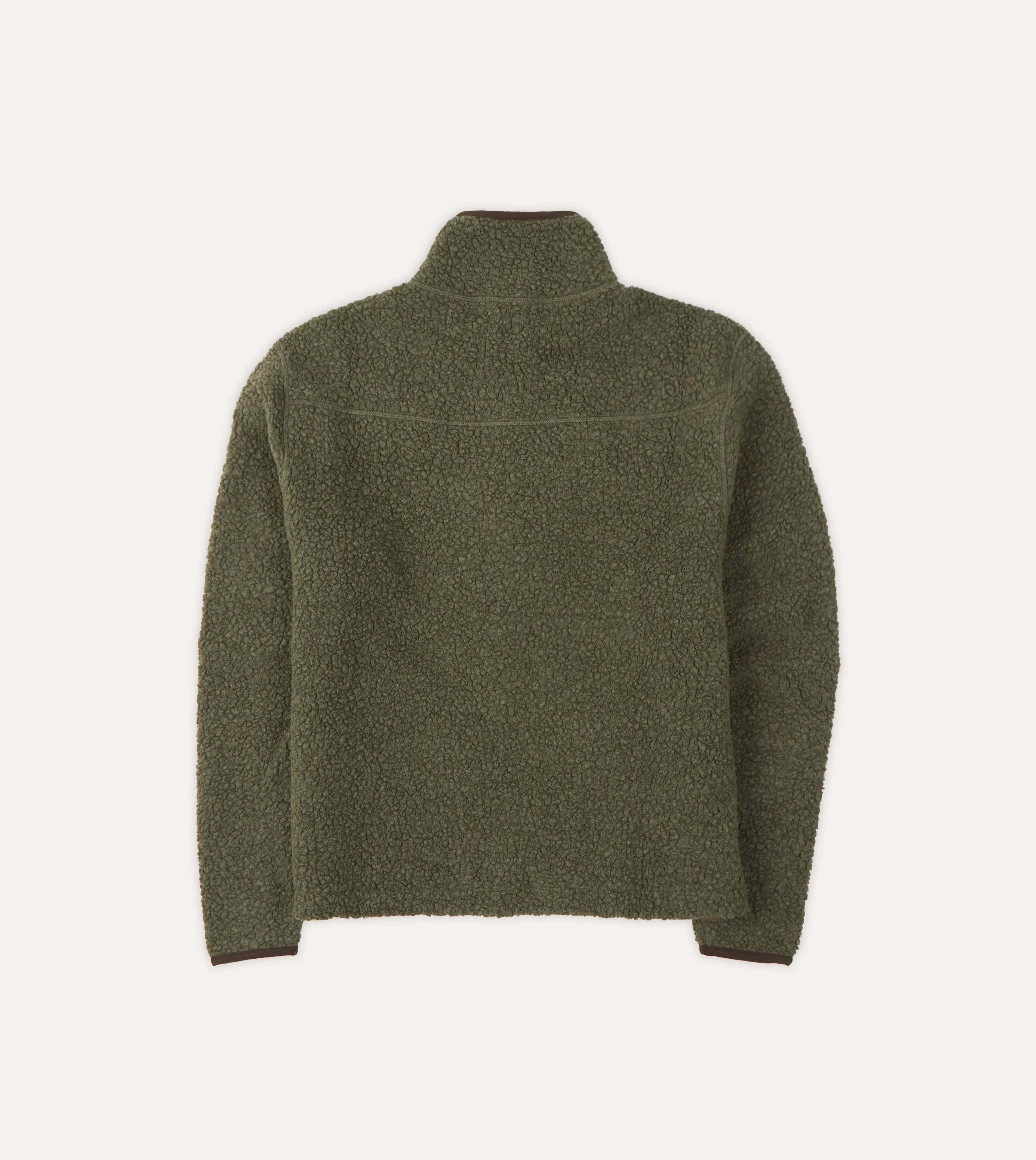 Green Boucle Wool Zip Fleece Jacket